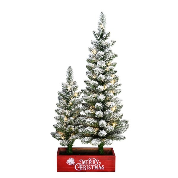 Puleo International 2' and 3' Potted Flocked Artificial Pencil Christmas Tree