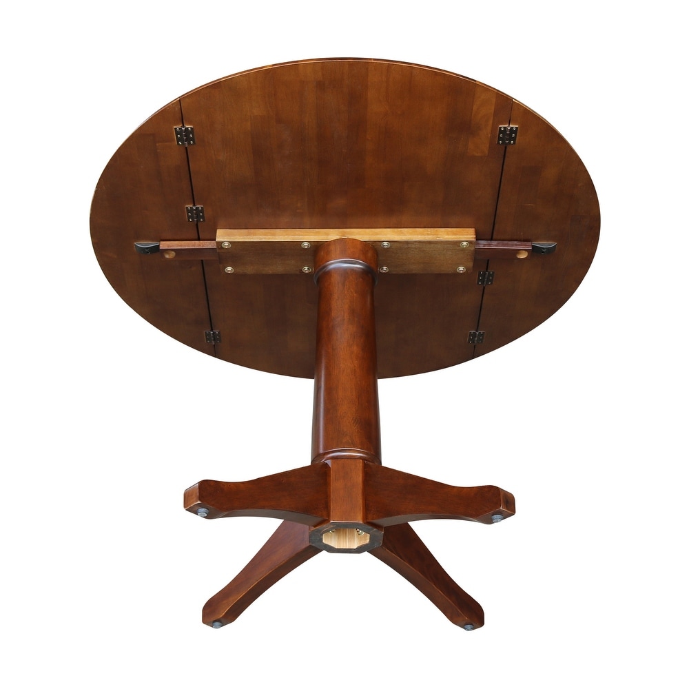 42 in. Round Top Dual Drop Leaf Pedestal Dining Table