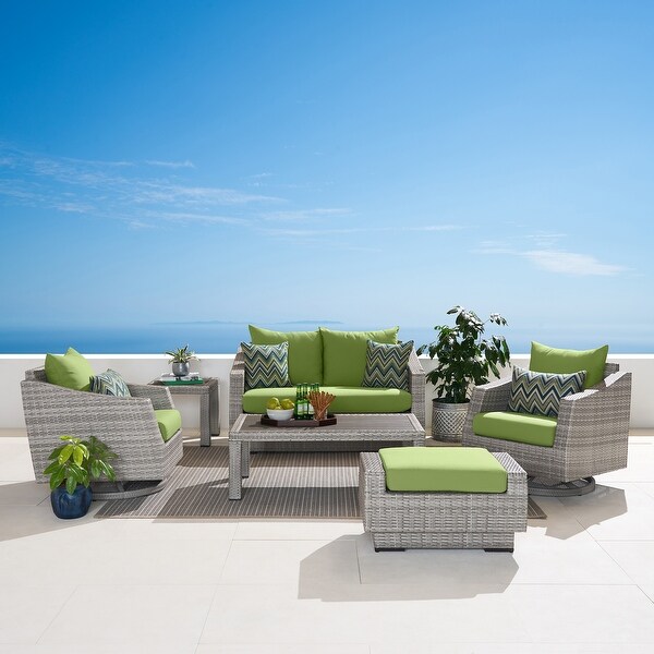 Cannes 6 Piece Sunbrella Outdoor Patio Love and Motion Club Seating Set