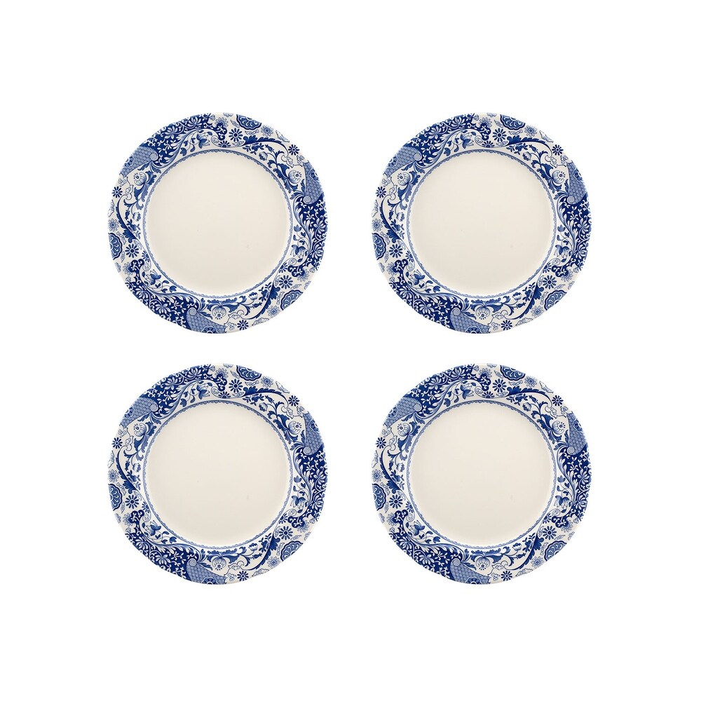 Spode Blue Italian Brocato Dinner Plates Set of 4   10.5 inch