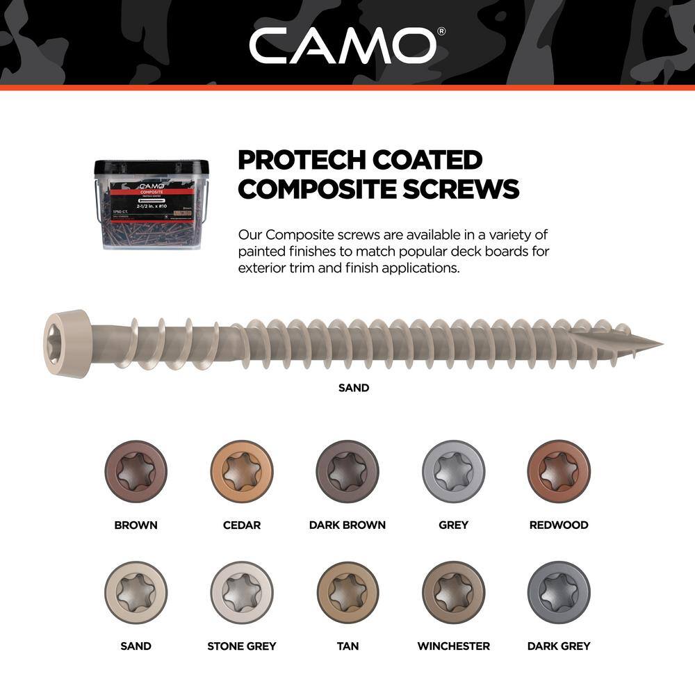 CAMO #10 2-12 in. Sand Star Drive Trim-Head Composite Deck Screw (350-Count) 0349754