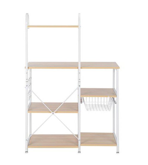 Light Beige Kitchen Baker's Rack Utility Storage Shelf 35.5 Microwave Stand 4-Tier 3-Tier Shelf