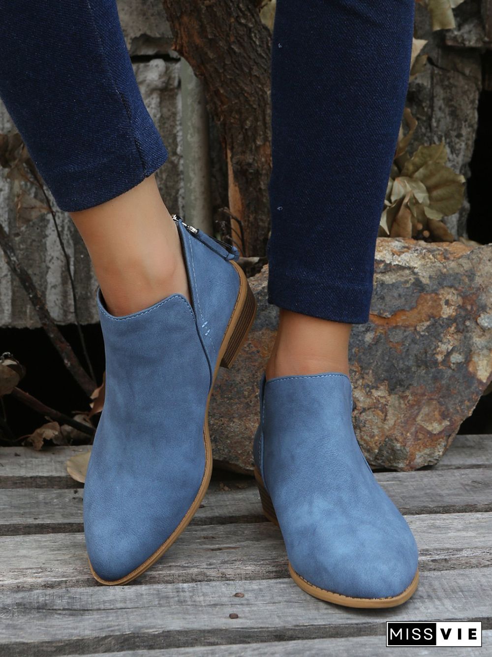 Simple Plain Chelsea Zip Ankle Boots