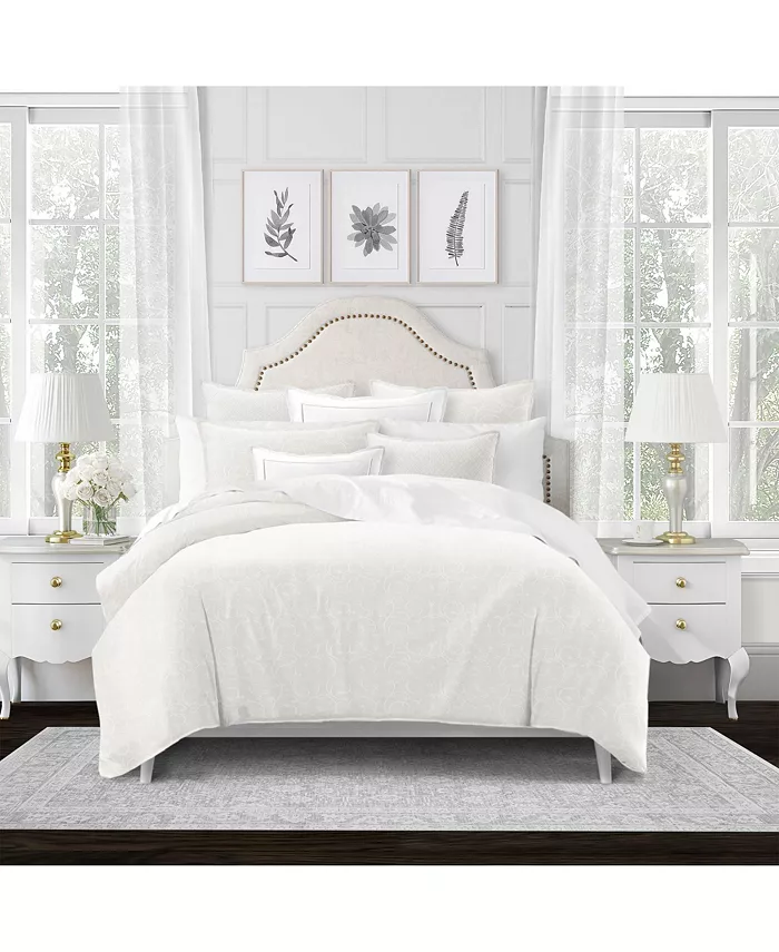 6ix Tailors Fine Linens Marlene Alabaster Full Double Comforter and 2 Shams Set， Plus 2 Bonus Cushions