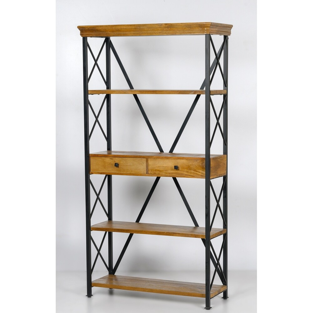 Dakota Wood Metal Tall Etagere Bookshelf