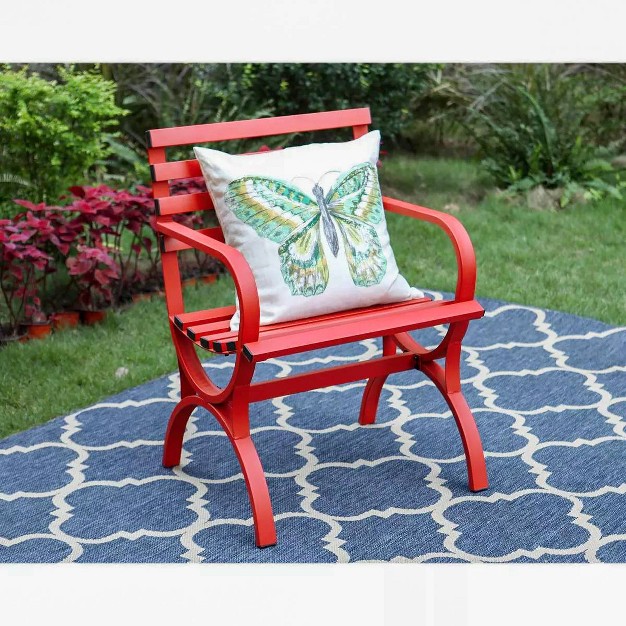 Outdoor Steel Single Seat Garden Arm Chair Red Captiva Designs