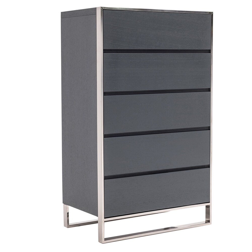 Cid Lue 55 Inch Tall Dresser Chest  Self Closing Drawers  Stainless Steel