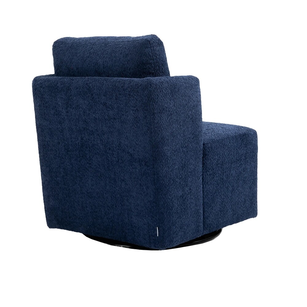 Chenille Upholstered 360 Degree Swivel Barrel Chair For Living Room Bedroom