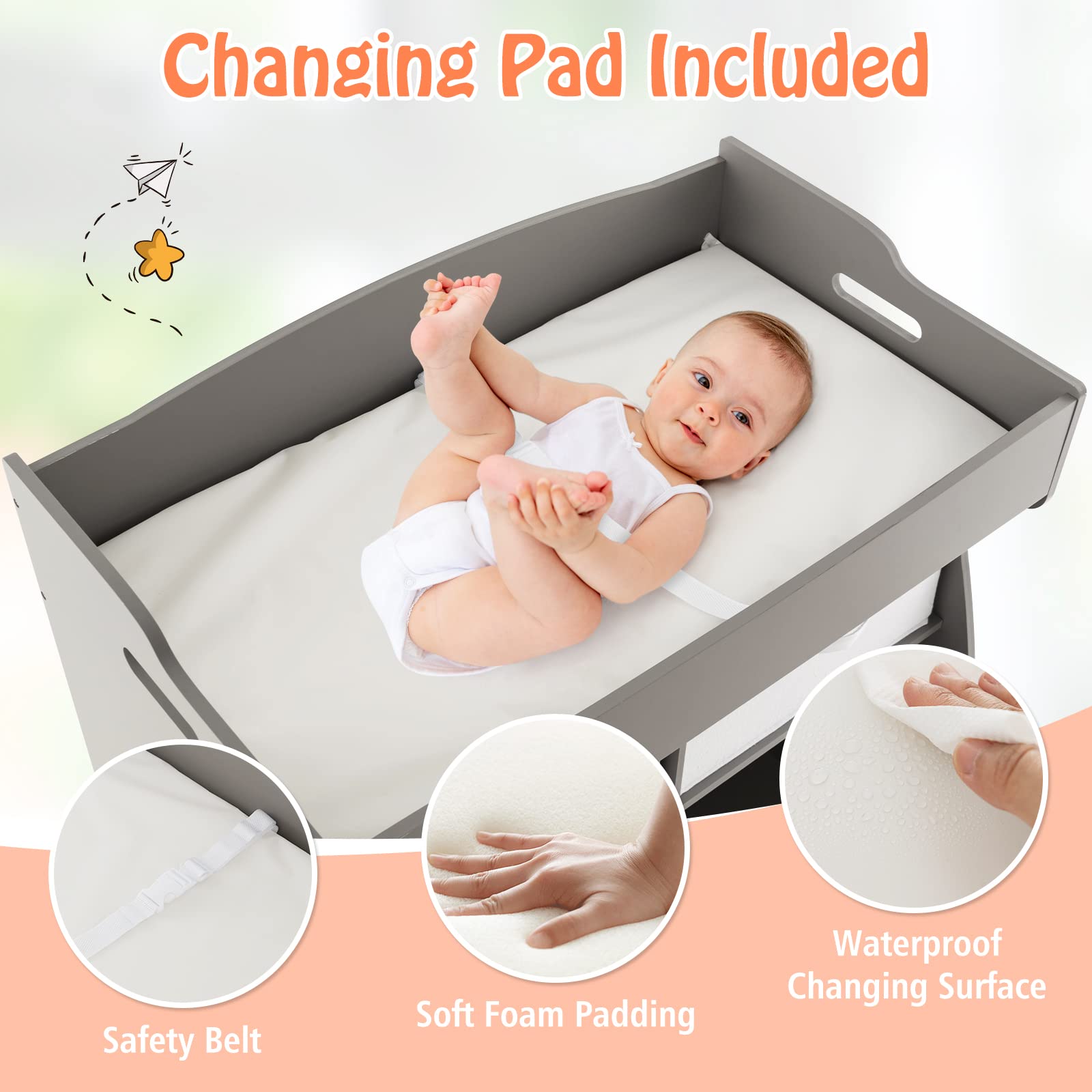 Costzon Baby Changing Table, 2 Drawer Infant Diaper Changing Station