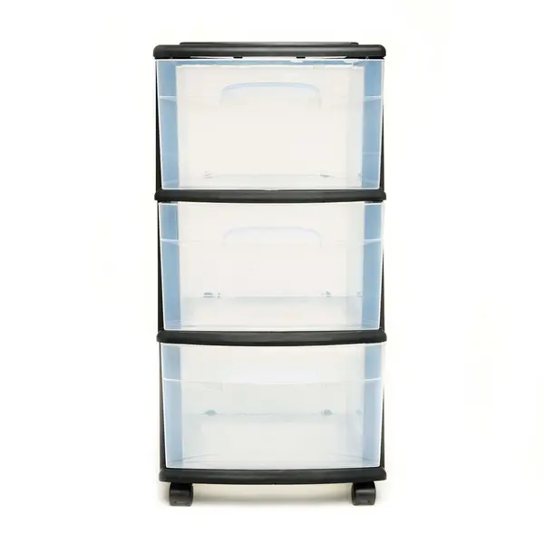 Homz 3-Drawer Black Wheeled Cart