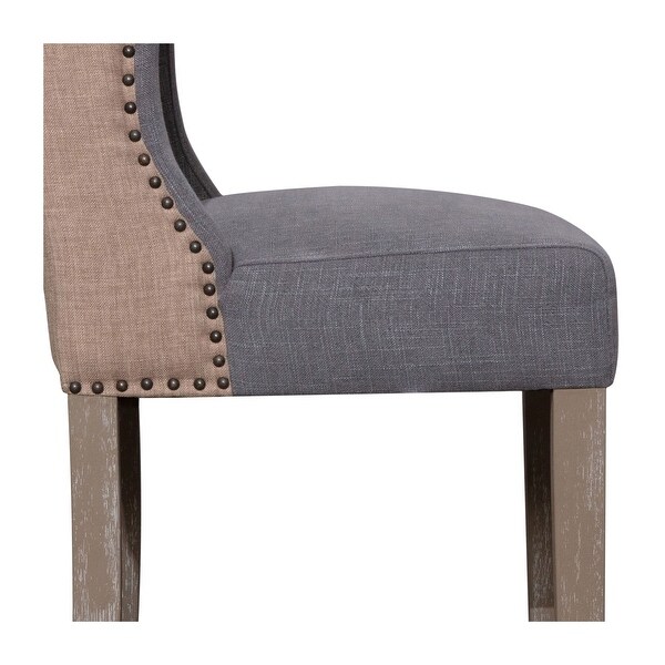 Abel Two-Toned Performance Linen Wingback Counter Stool， Jute and Light Grey - N/A