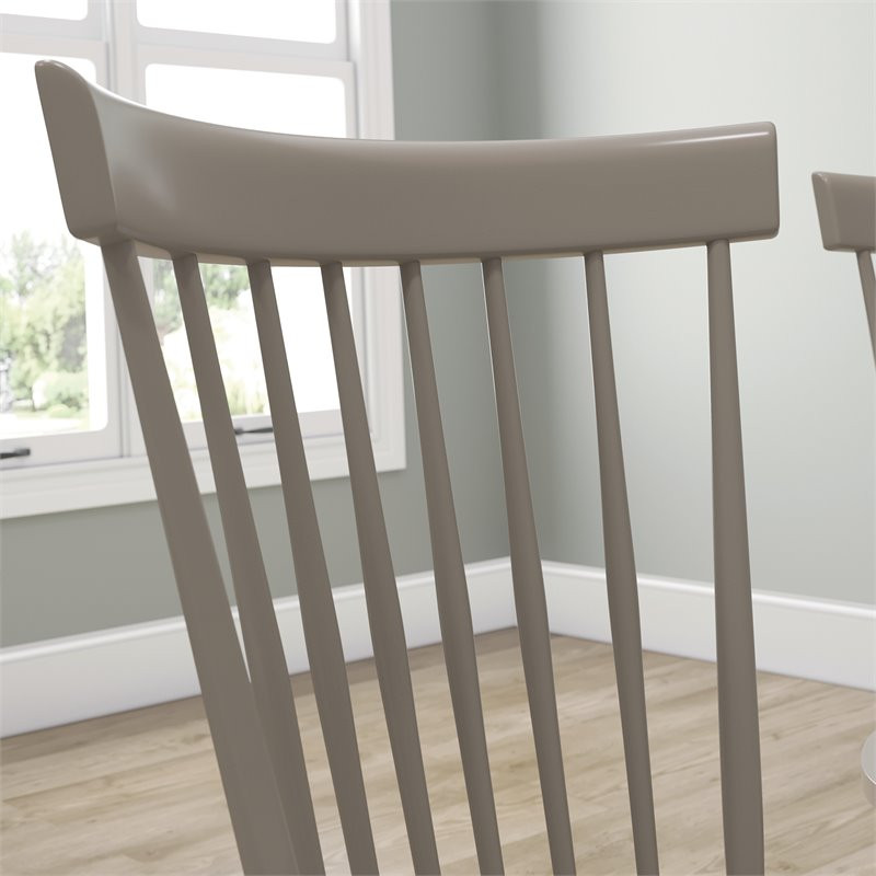 Sauder New Grange Solid Wood Spindle Back Dining Chair in Gray (Set of 2)   Midcentury   Dining Chairs   by Homesquare  Houzz