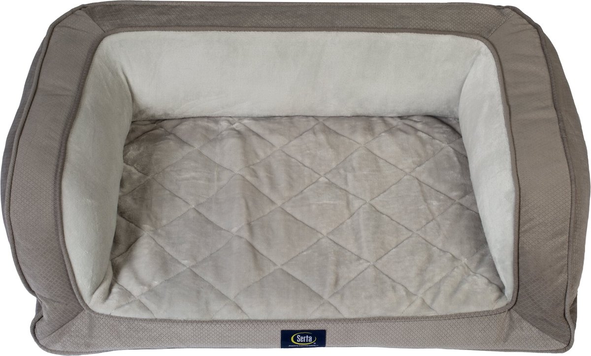 Serta Quilted Orthopedic Bolster Dog Bed w/Removable Cover