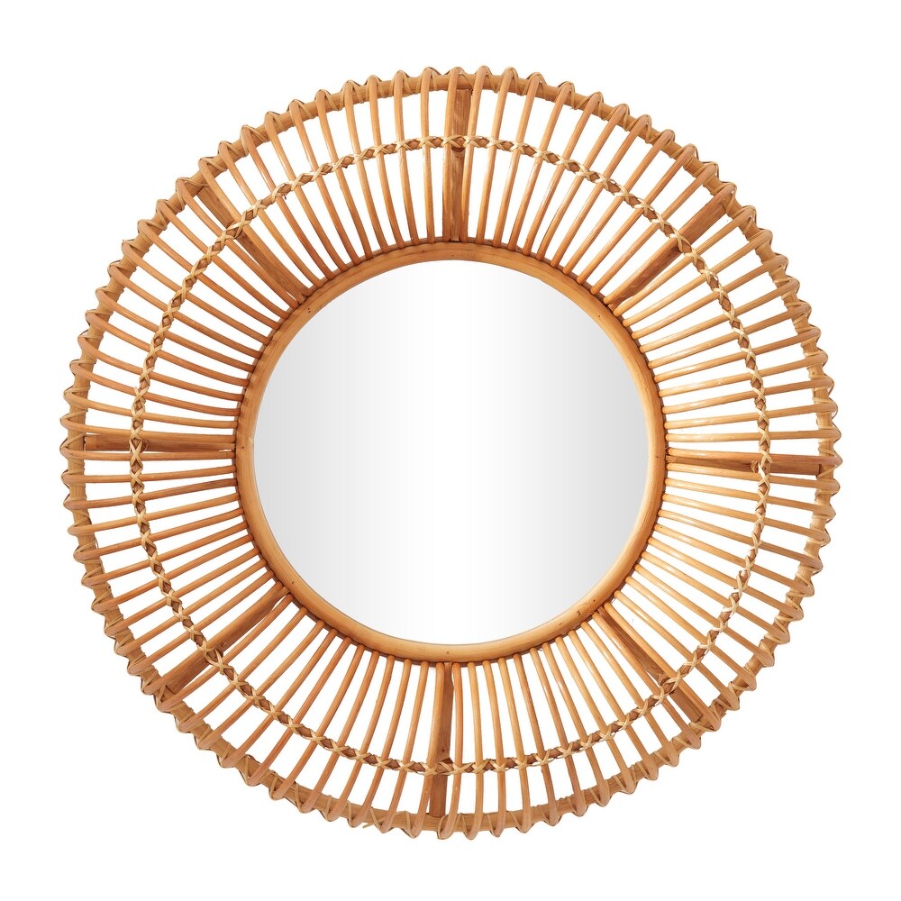 Brown Rattan Handmade Woven Wall Mirror