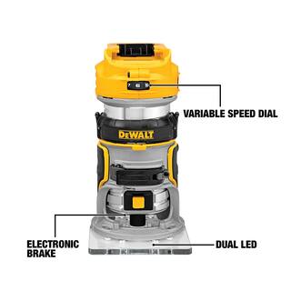 DW 20V MAX XR Cordless Brushless Compact Fixed Base Router and 20V POWERSTACK Compact Battery Starter Kit DCW600BWP034C