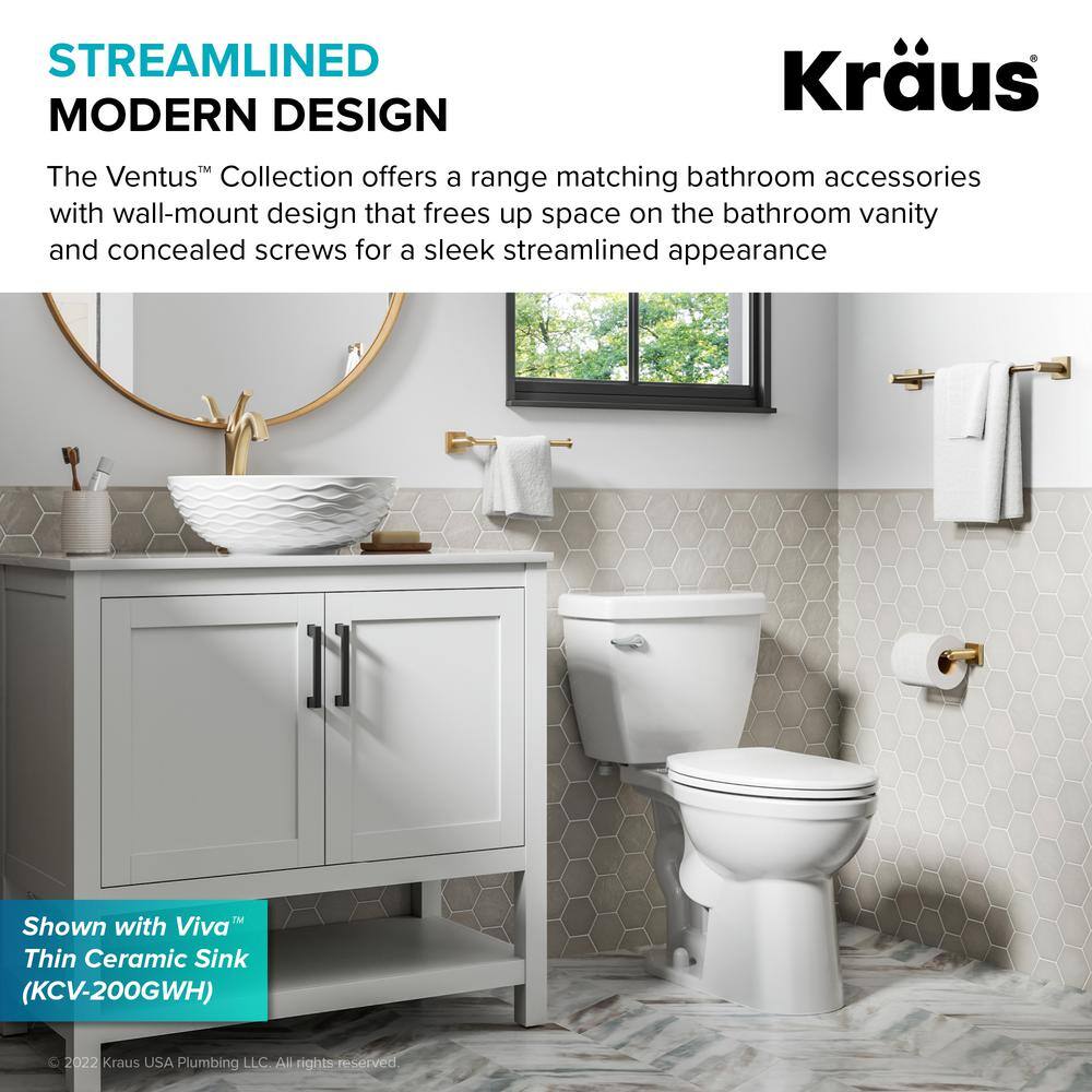 KRAUS Ventus Bathroom Robe and Towel Double Hook in Brushed Gold KEA-17702BG