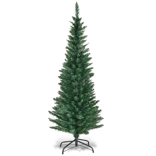 Costway 5Ft PVC Artificial Pencil Christmas Tree Slim w/ Stand Home