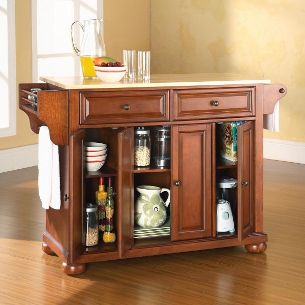 Alexandria Wood Top Full Size Kitchen Island/Cart