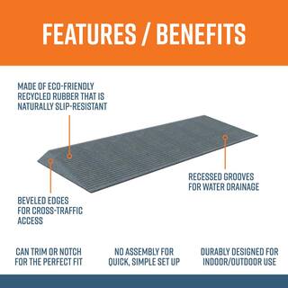 EZ-ACCESS TRANSITIONS 14 in. L x 40 in. W x 1.5 in. H Angled Entry Door Threshold Mat Grey Rubber TAEMGRY01 1.5