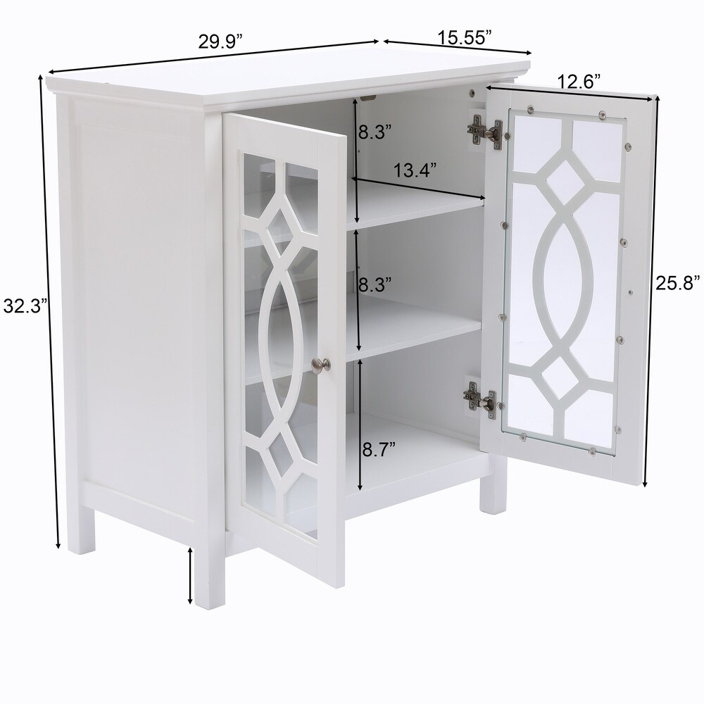 White Pine Wood 2 Glass Door Accent China Cabinet   32.3\