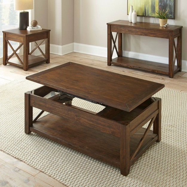 Rustic Lenka Lift Top Cocktail Table Mocha Finish Steve Silver