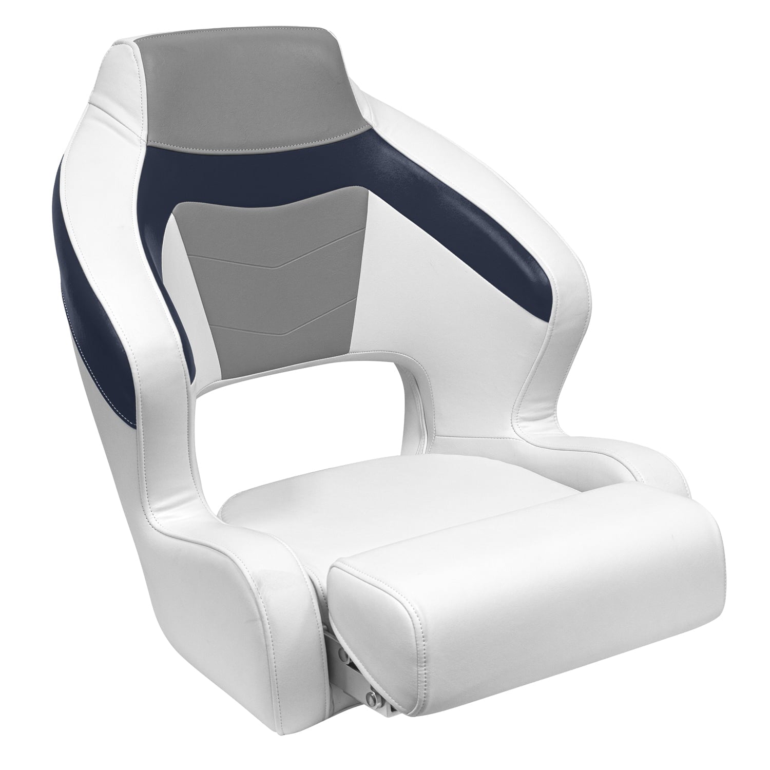 Wise 3338-1773 Baja XL Bucket Seat with Flip-Up Bolster， Brite White / Marble Grey / Midnight Navy