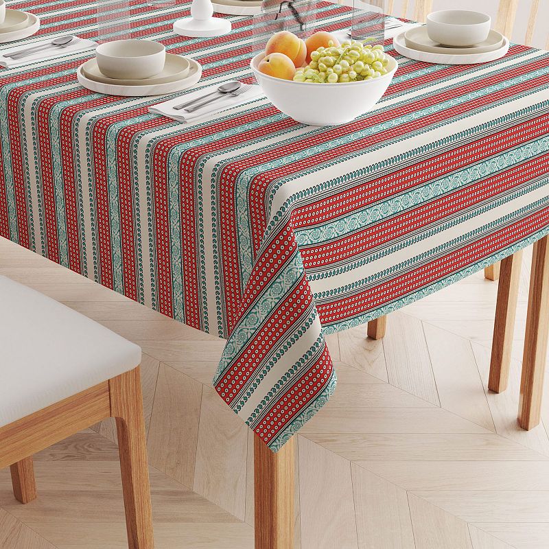 Square Tablecloth， 100% Polyester， 60x60， Geometric Paisley and Dots