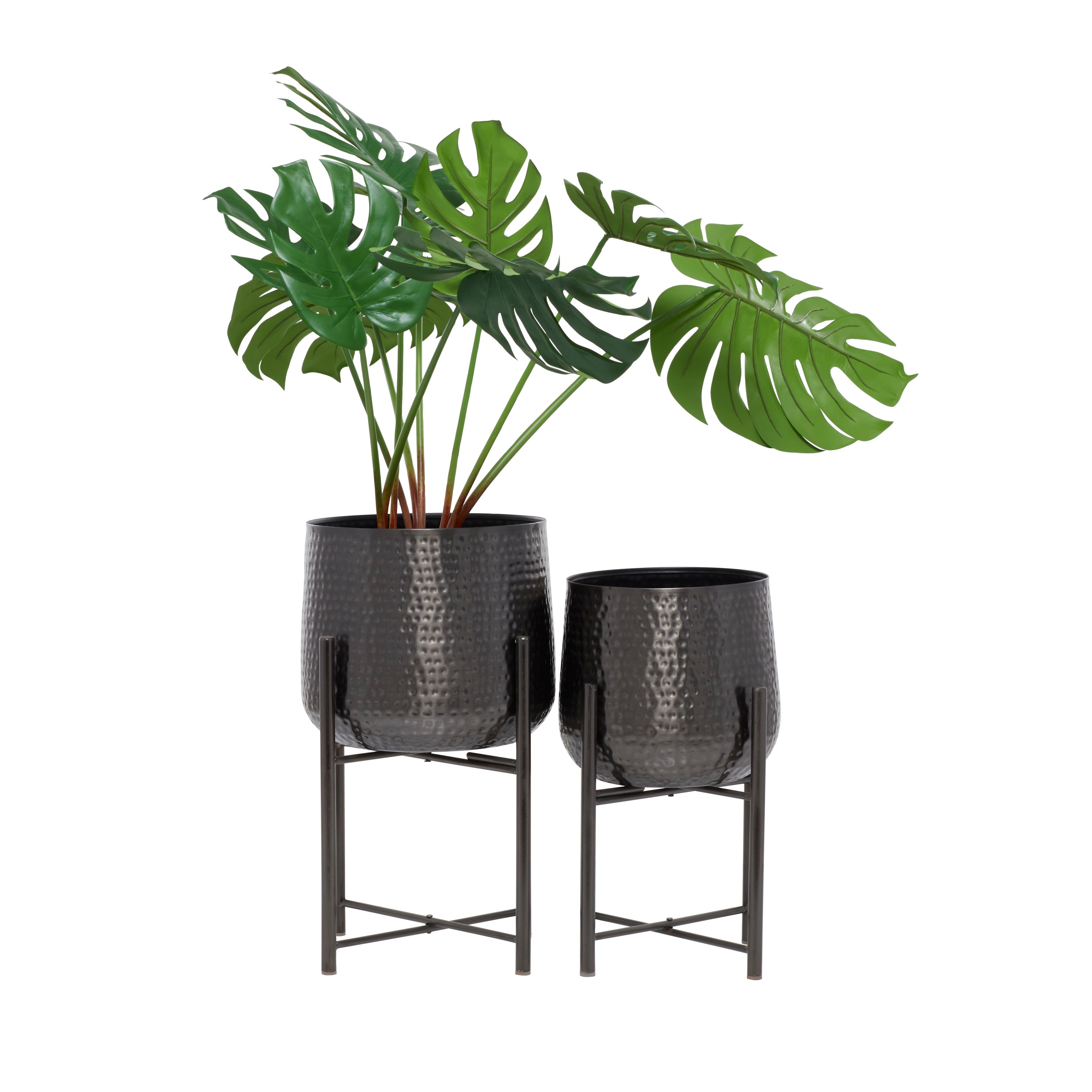 CosmoLiving by Cosmopolitan 19", 17"H Black Metal Planter with Removable Stand (2 Count)