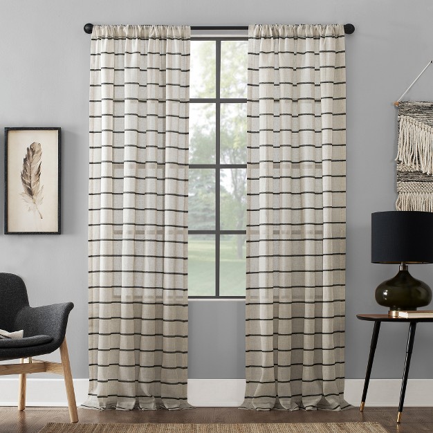 Twill Stripe Sheer Anti dust Curtain Panel Clean Window