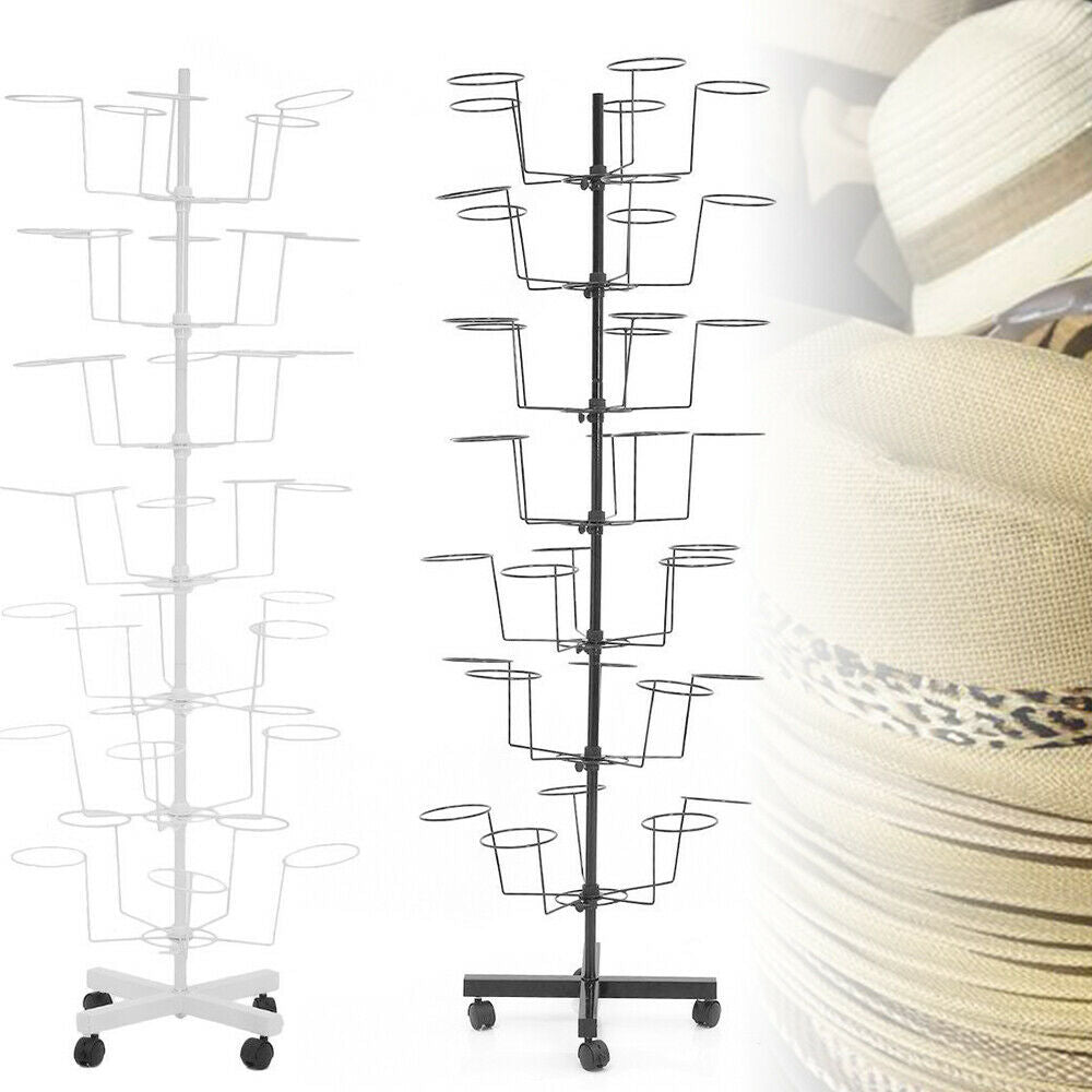 OUKANING 7 Tiers Hat Display Retail Hat Rack Spinner Stand Adjustable 35 Hats US