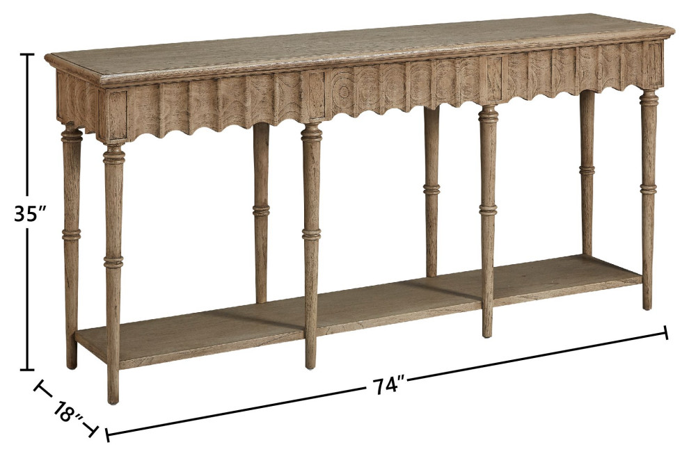 Wavelet 74 quotScalloped Apron Console With Three Hidden Drawers   Traditional   Console Tables   by Furniture Classics  Houzz