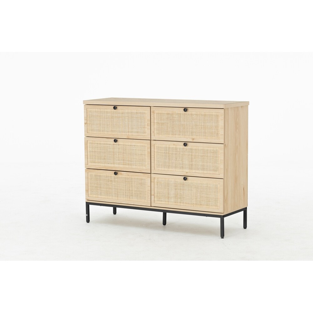 Contemporary White 6 Drawer Dresser with Easy Assembly