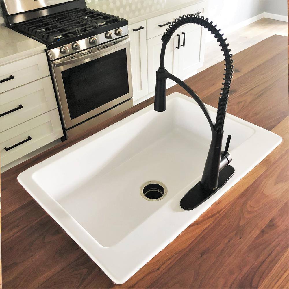 SINKOLOGY Jackson 33 in. 3-Hole Drop-in Single Bowl Crisp White Fireclay Kitchen Sink SK411-33FC-WH