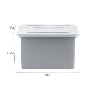 IRIS 8.5-Gal. Snap Tight Plastic File Organizer Storage Box Gray with Clear Lid 3 Pack 500166