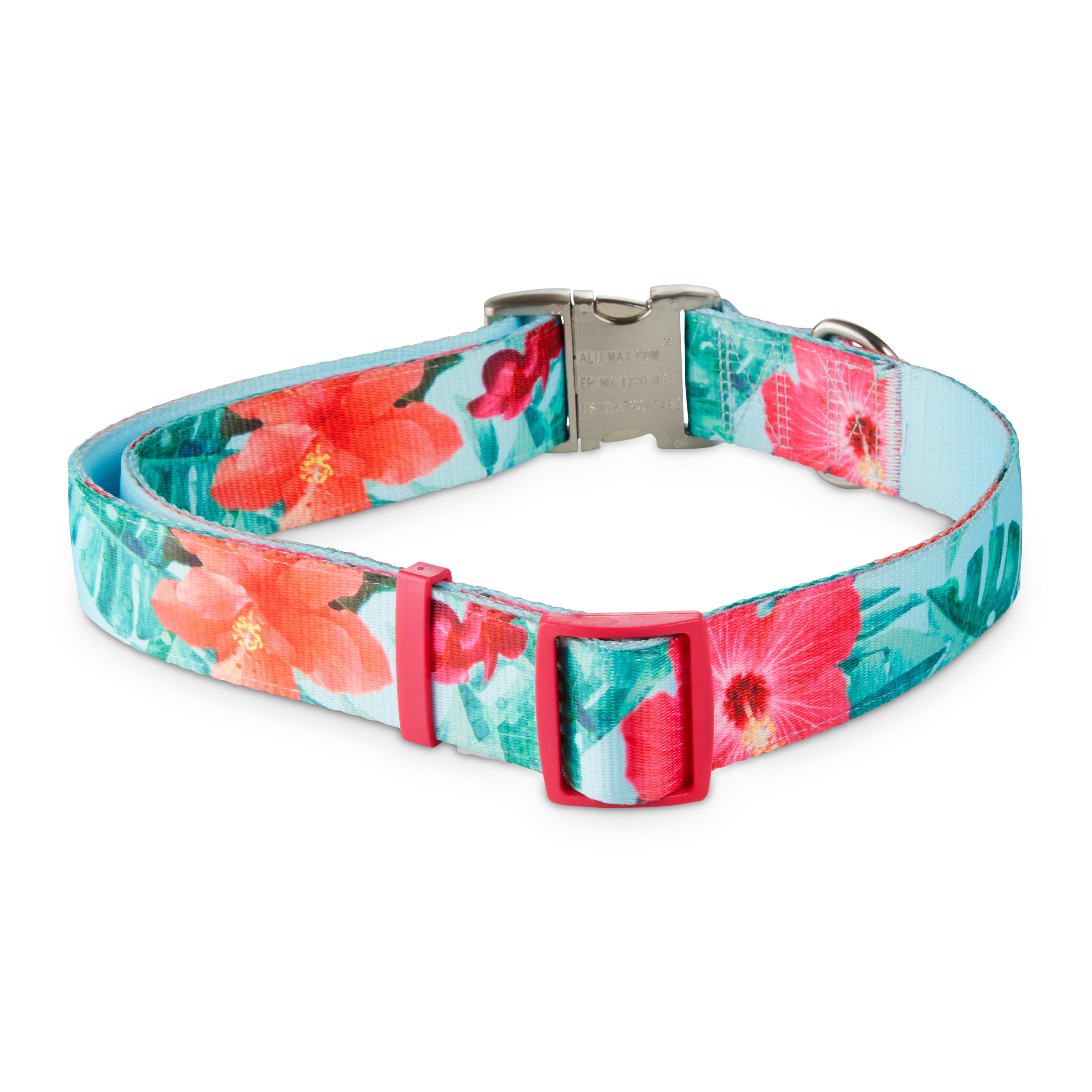 Good2Go Pink  Green Flower Power Big Dog Collar， XX-Large/3X-Large