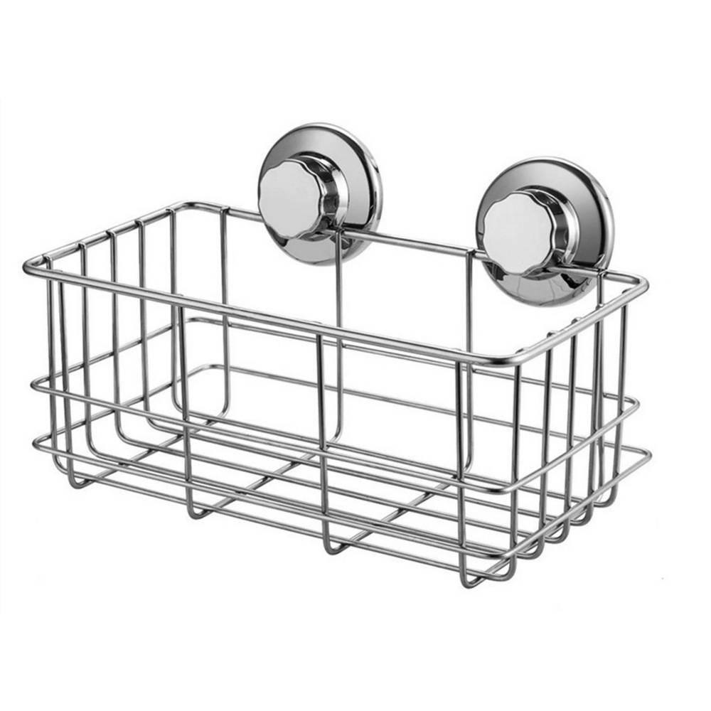 Dyiom Suction Cup Shower Caddy Bath Wall Shelf Deep Bathroom Basket Suction Cup Large Shower Caddy in Silver 694281520