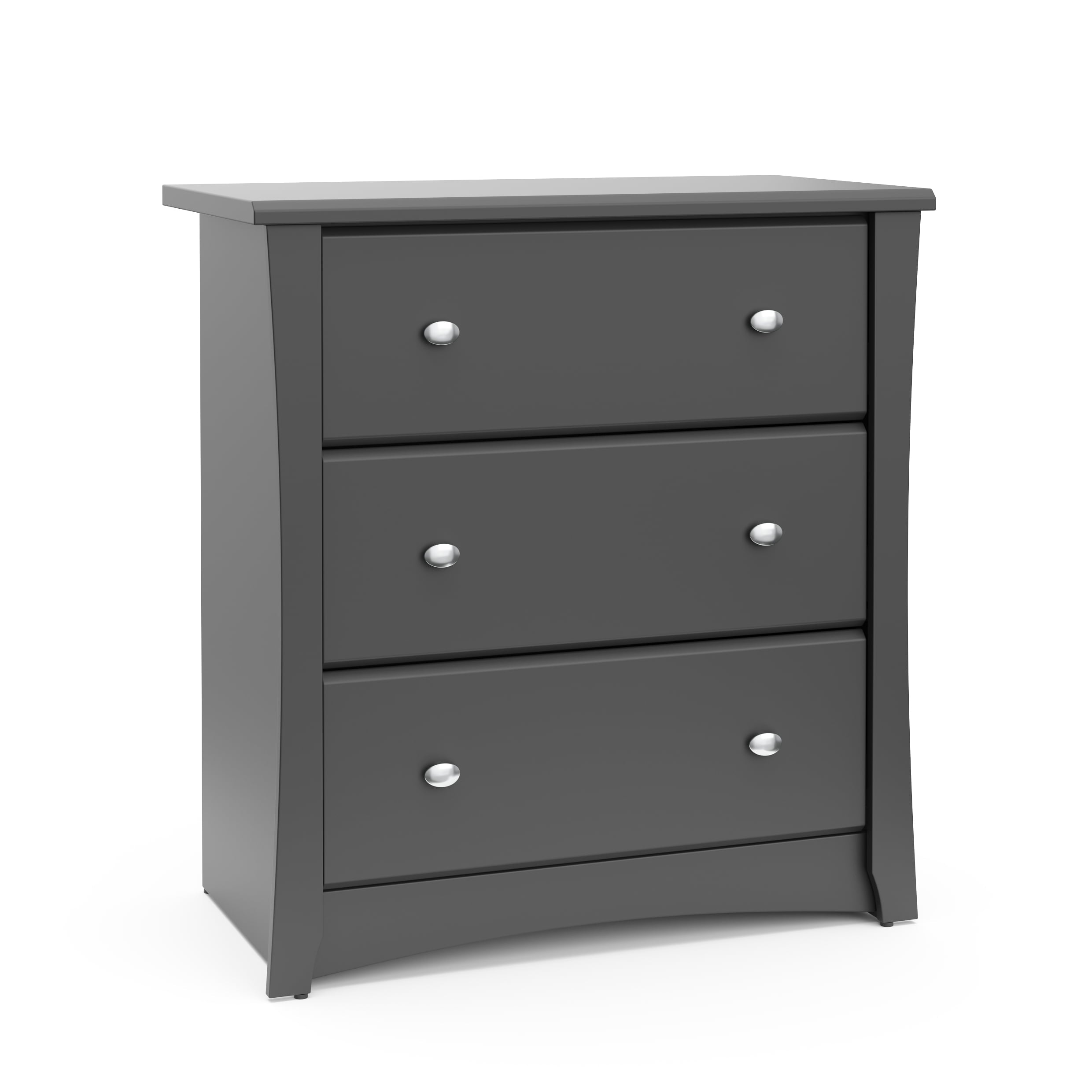 Storkcraft Crescent 3 Drawer Modern Vertical Dresser Gray Finish