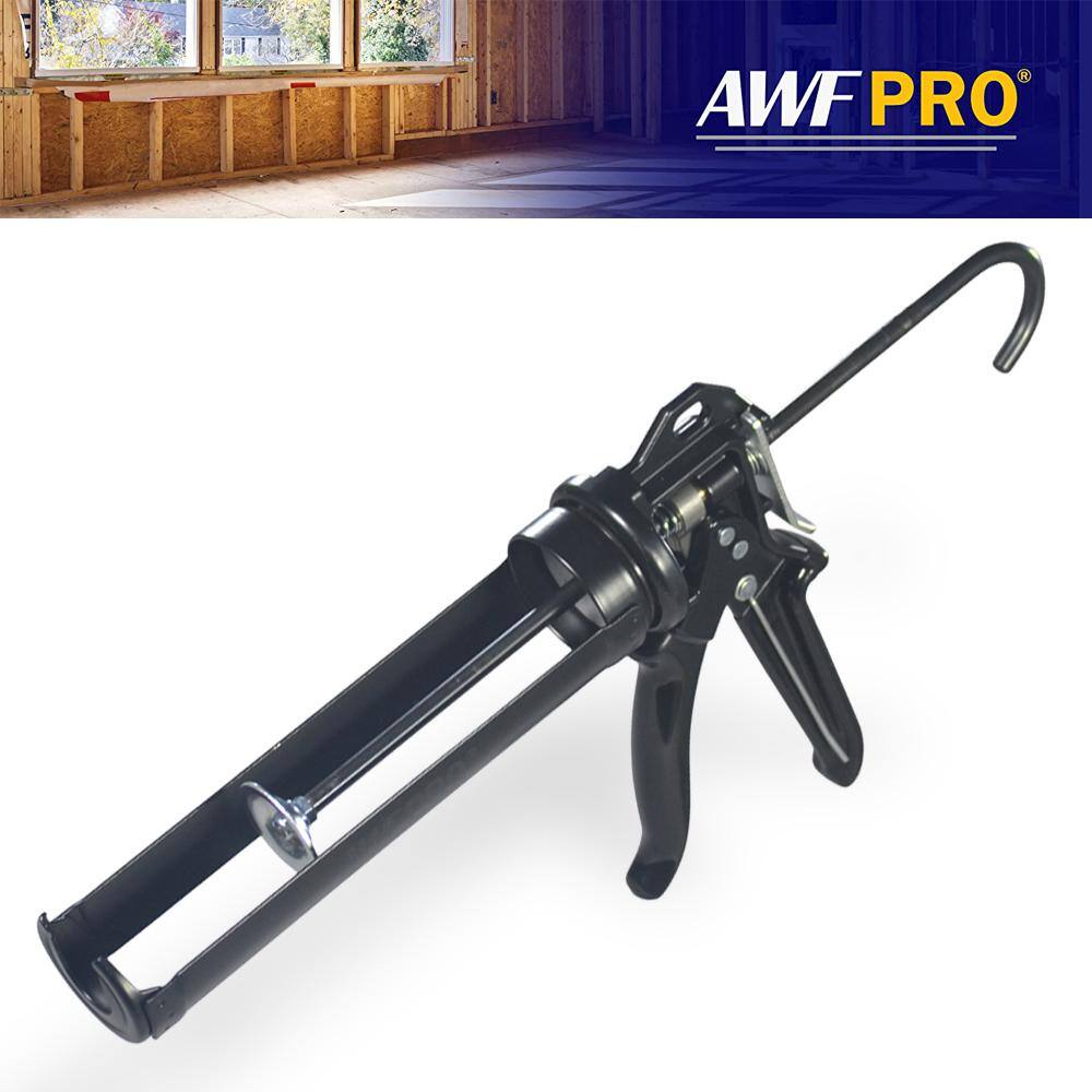 AWF PRO 10 oz. 18:1 Thrust Caulk Gun Rotating Barrel Vinyl Grip with Puncture Tool on Handle AWF 2001