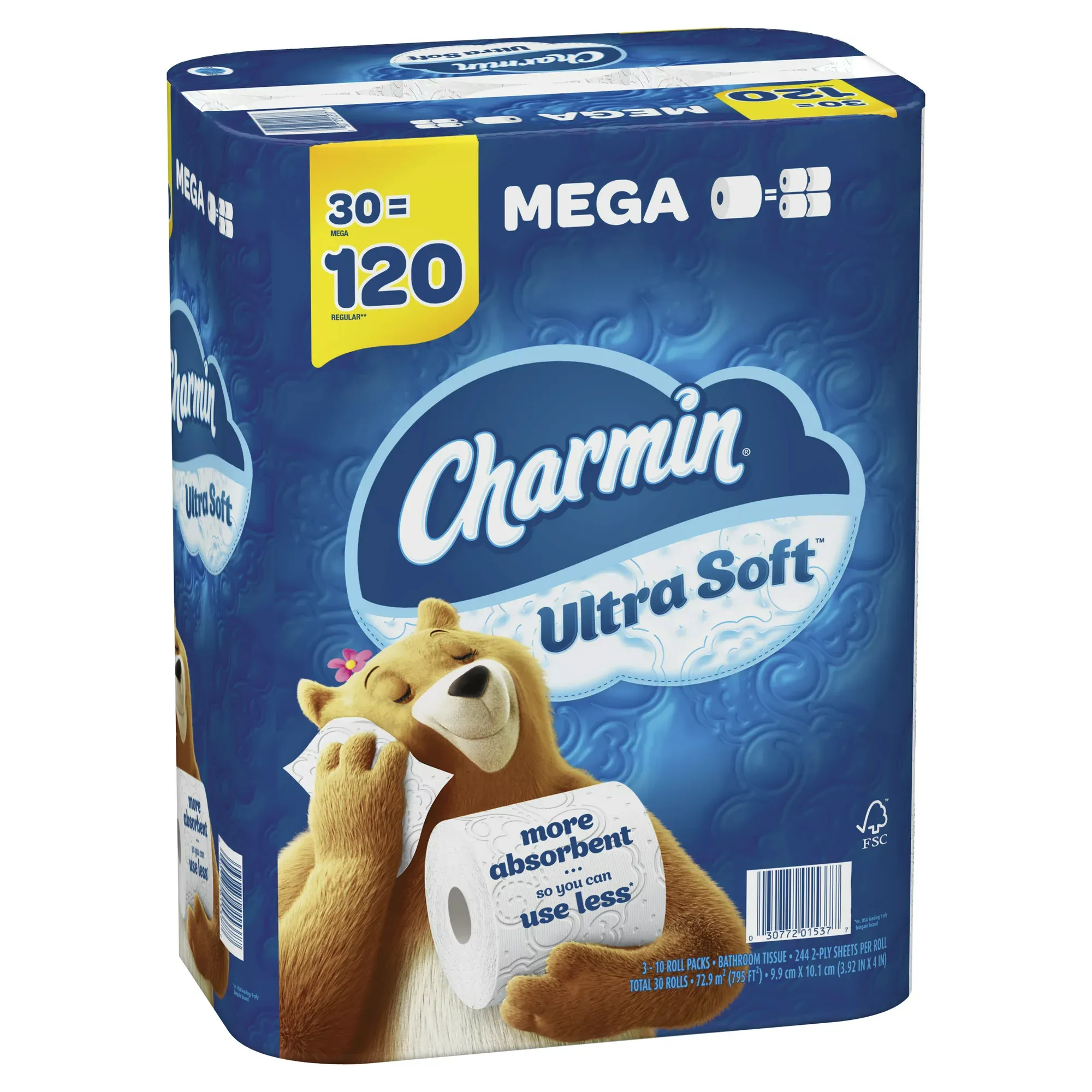 Charmin Ultra Soft Toilet Paper Mega Roll， 244 Sheets Per Roll， 30 Count