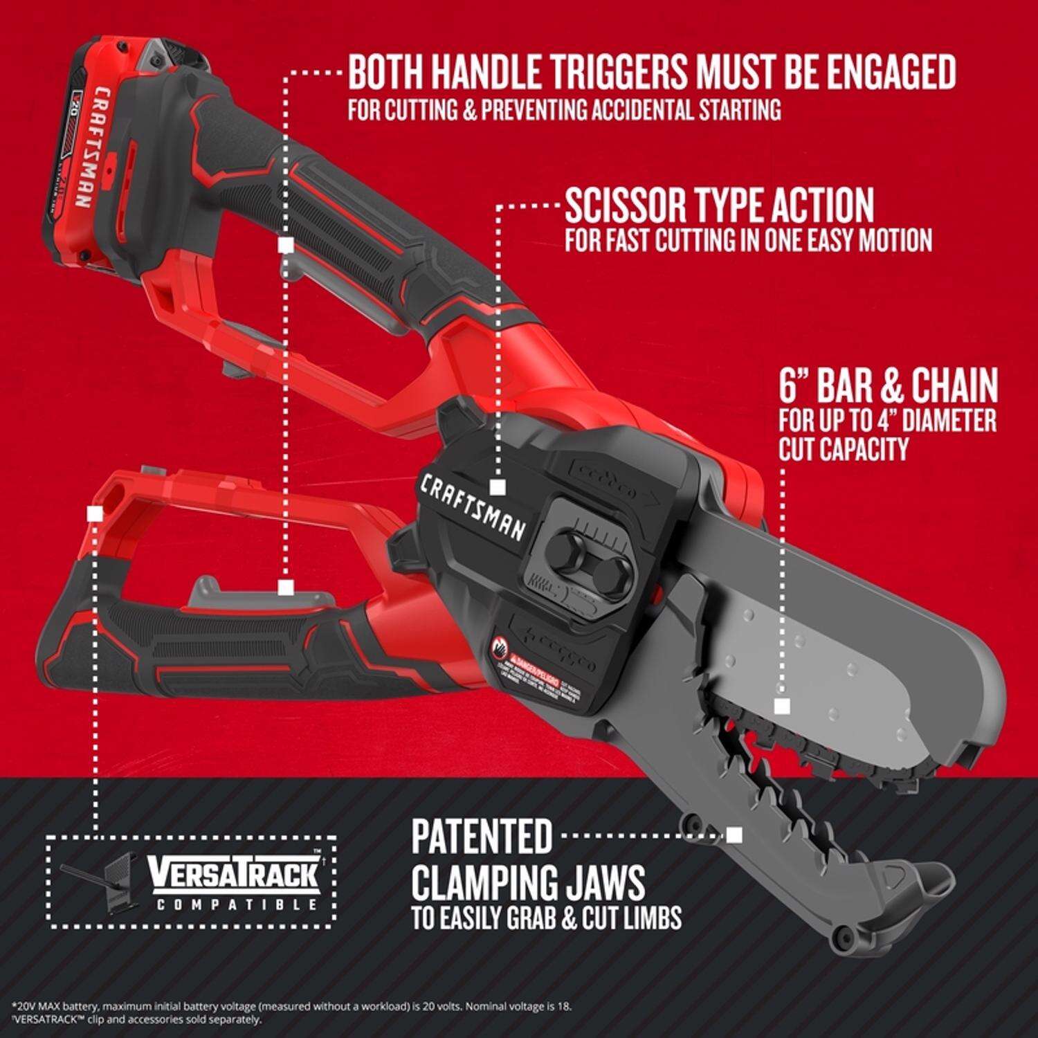 Craftsman V20 6 in. Battery Lopper Kit (Battery and Charger)