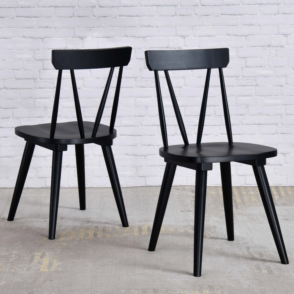 Windsor Wooden Dining Chairs Set of 2   Midcentury   Dining Chairs   by Duhome inc  Houzz