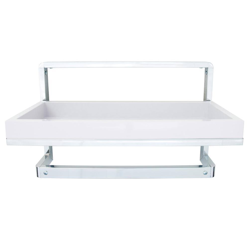 DANYA B Mindy 16 in. Chrome and ABS Towel Rack and Decorative Wall Shelf HA80581