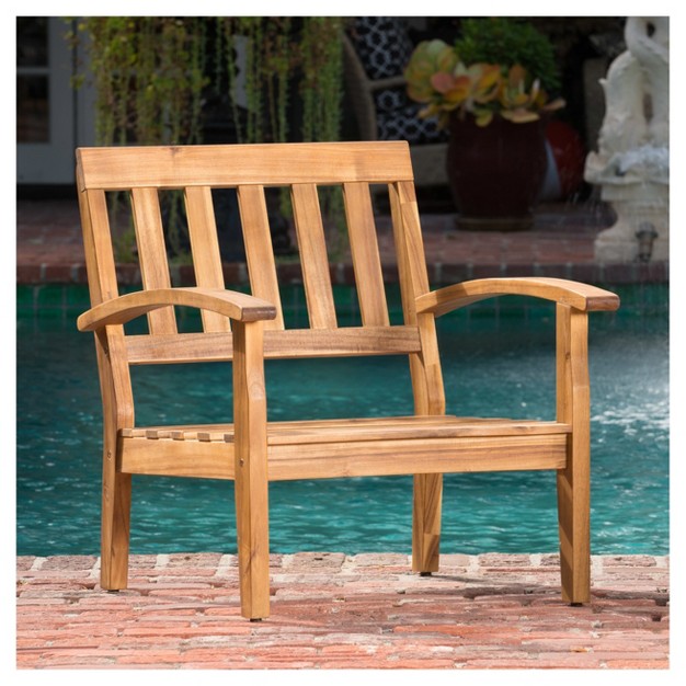 Peyton 4pk Acacia Wood Patio Club Chairs W Cushions Beige Christopher Knight Home