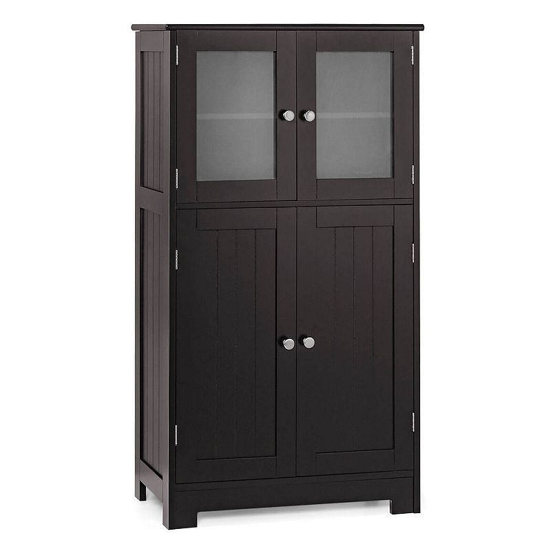 Bathroom Floor Storage Locker Kitchen Cabinet with Doors and Adjustable Shelf