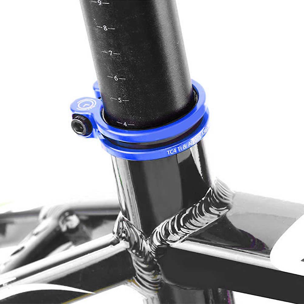 Aluminum Titanium Alloy Bike Lock Seat Clamp With Screw Nut For Mountain Road Bicycle34.9mm Blue