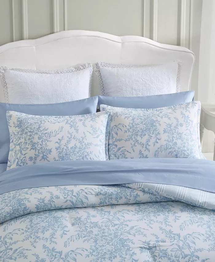 Laura Ashley Bedford Cotton Reversible 2 Piece Comforter Set， Twin