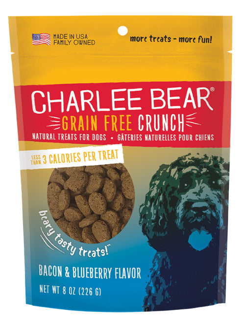 Charlee Bear Grain Free Crunch Bacon  Blueberry Flavored Dog Treats