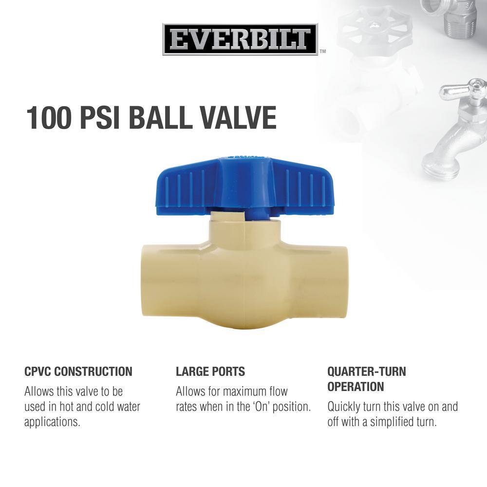 Everbilt 12 in. CPVC Solvent x Solvent Ball Valve 107-123EB