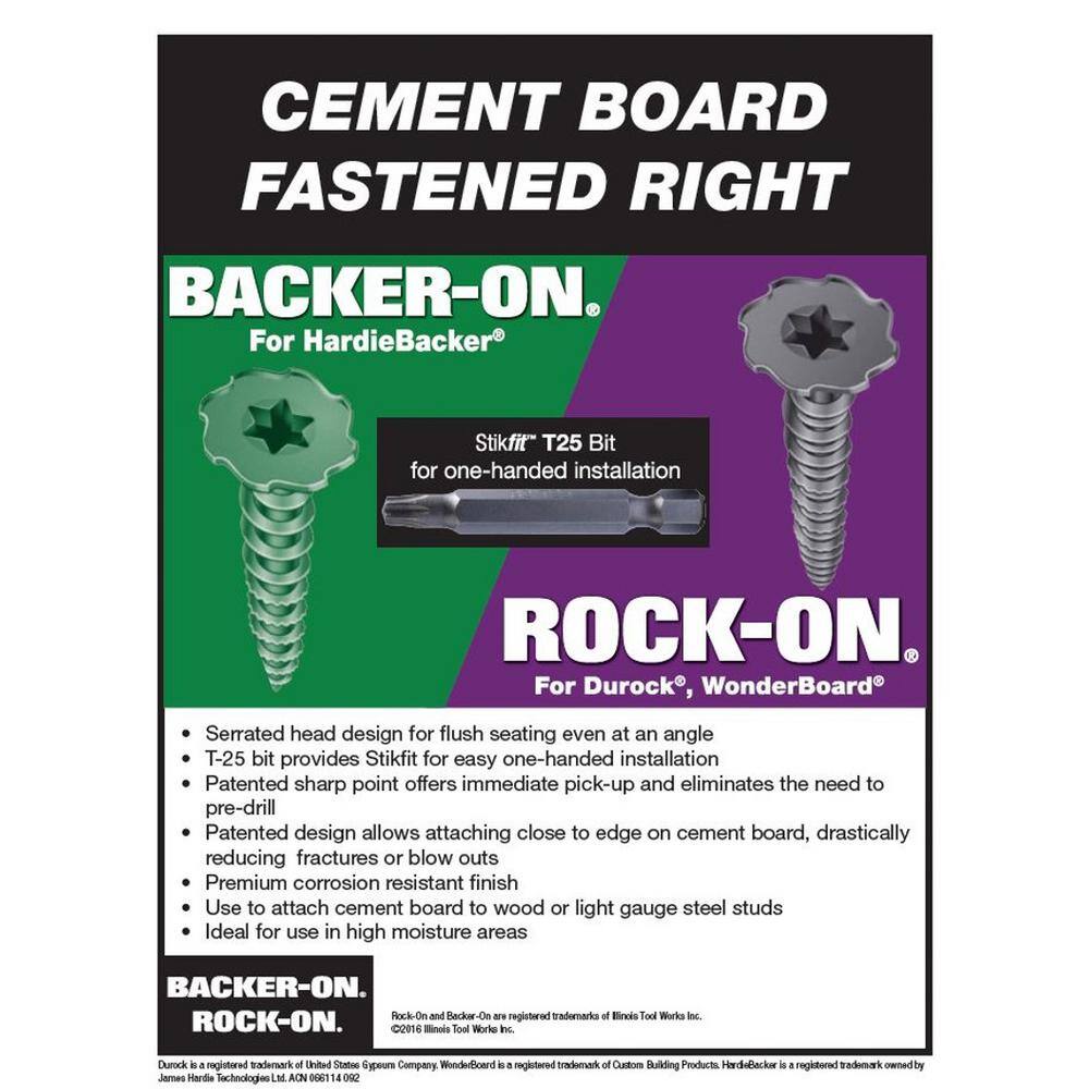 Rock-On #9 x 1-58 in. Serrated Flat Head Star Drive Cement Board Screws (575-Pack) 23316