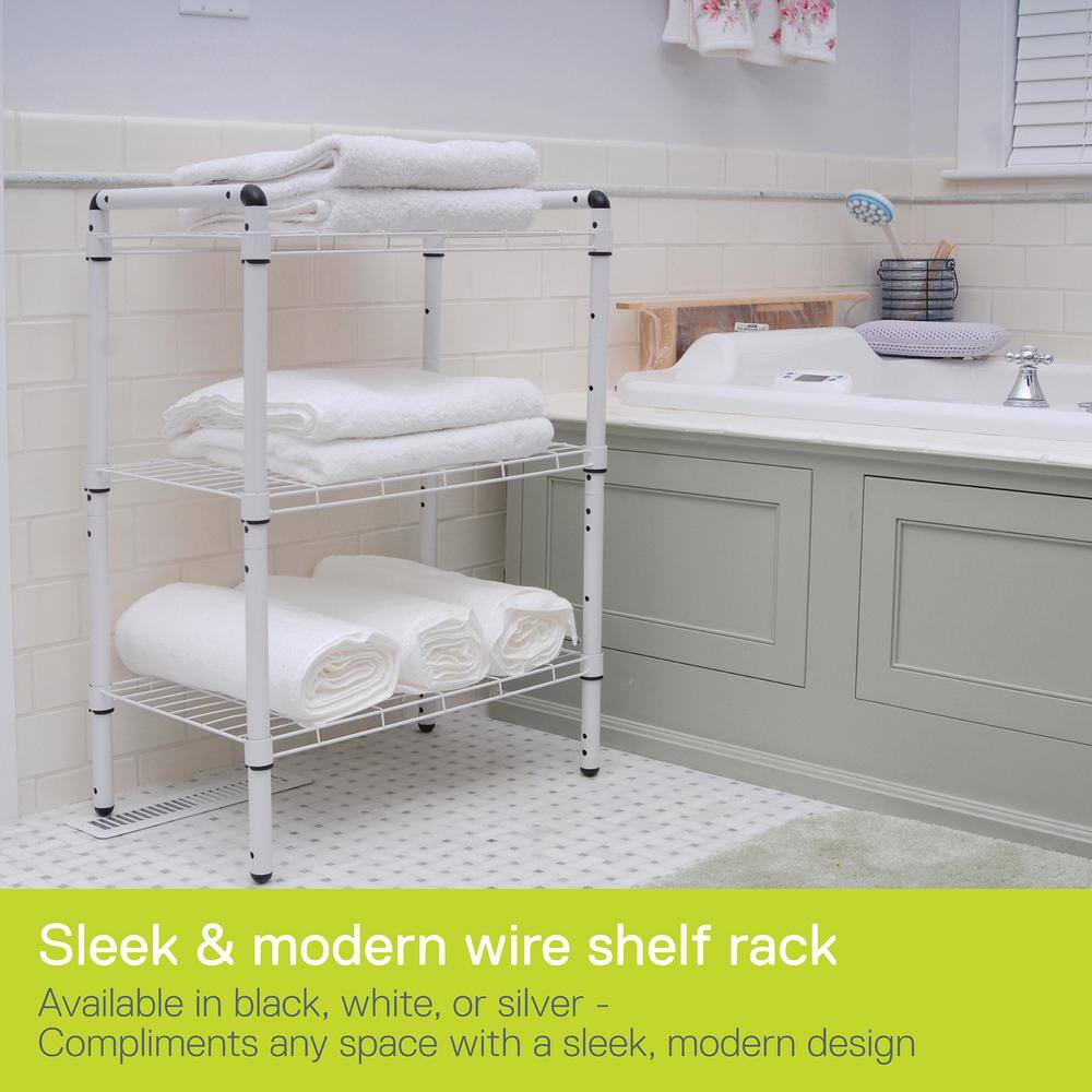 Delta 23 in. 3 Tier Adjustable Wire Shelving with Extra Connectors For Stacking Black WS1003B